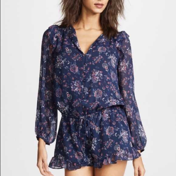 Joie Other - Joie “Cherita”Silk Romper Navy Floral XS NWT